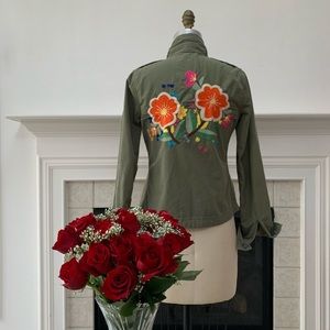 Lucky Brand embroidered utility jacket XS green